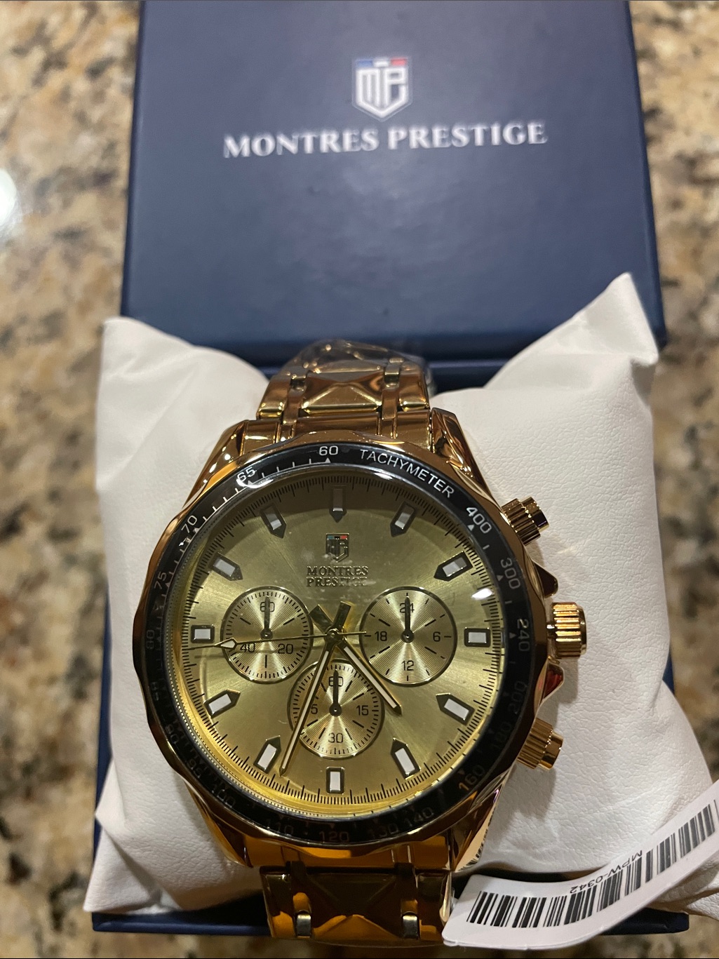 Mens Gold Chronograph Tachymeter Watch